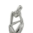 thumbnail image 6 of 4"W, 13"H Silver Porcelain Ceramic Sitting Thinker People Sculpture, by CosmoLiving by Cosmopolitan (3 Count), 6 of 12