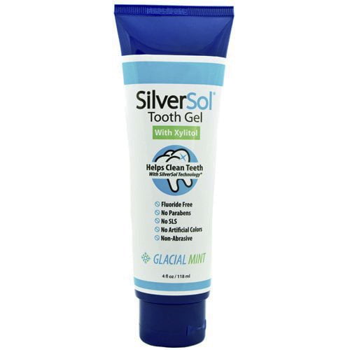 Silversol Tooth Gel With Xylitol Fluoride Free Toothpaste, Glacial Mint 4 Oz, 3 Pack