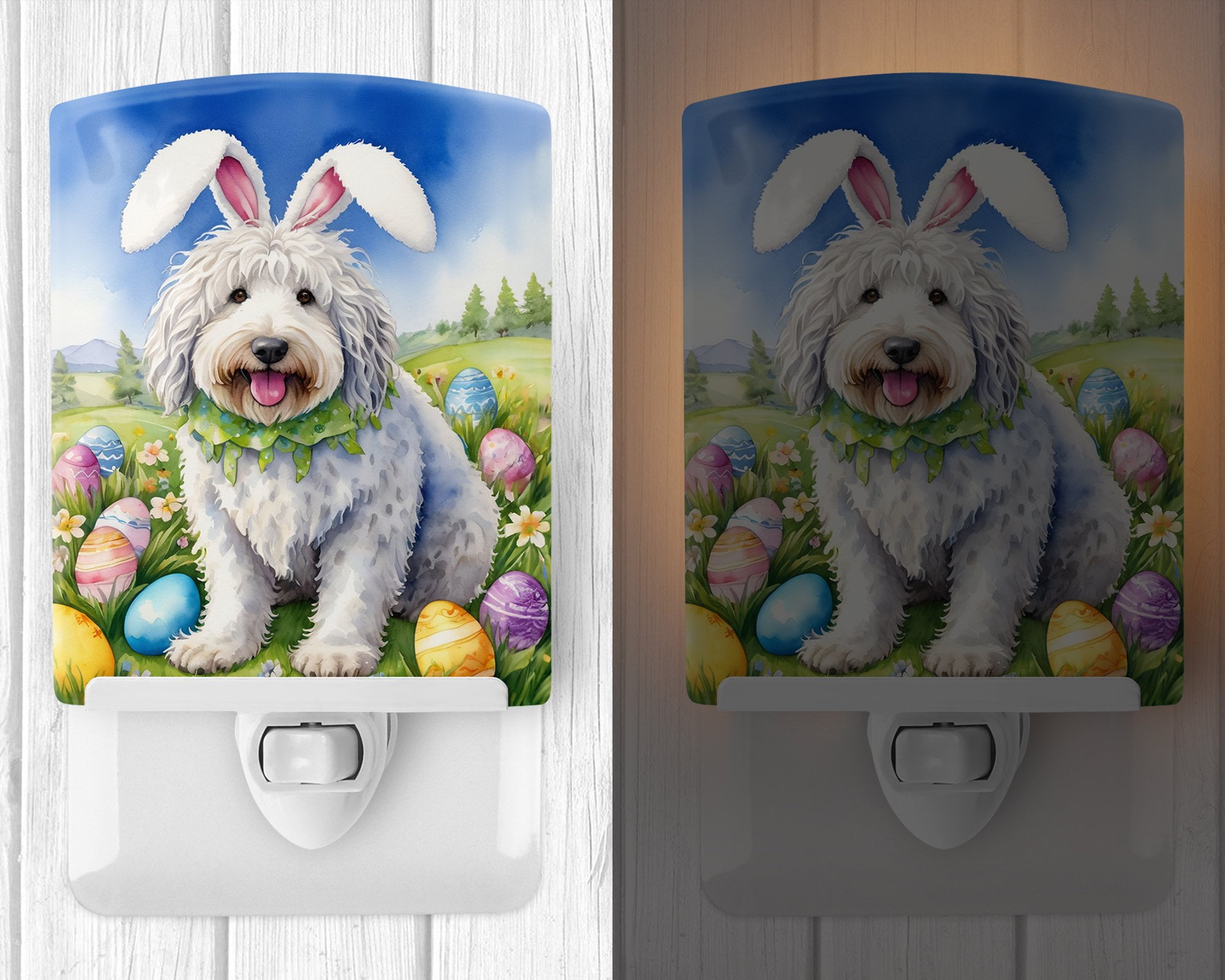 Komondor Easter Egg Hunt Ceramic Night Light 4 in x 6 in