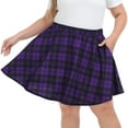 thumbnail image 5 of HDE Women's Plus Size Mini Skater Skirt with Elastic Waist Purple Plaid - XL, 5 of 6