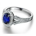 thumbnail image 3 of Vintage 1.50 Carat Blue Sapphire and Diamond Halo Engagement Ring for Women, 3 of 4