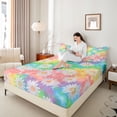 thumbnail image 4 of Manfei Floral Daisy Boy Girl Twin Sheet Sets 3pcs,Abstract Gradient Twin Fitted Sheet Microfiber,Chic Flowers Breathable Flat Sheet,Microfiber Bedroom Decor, 4 of 7