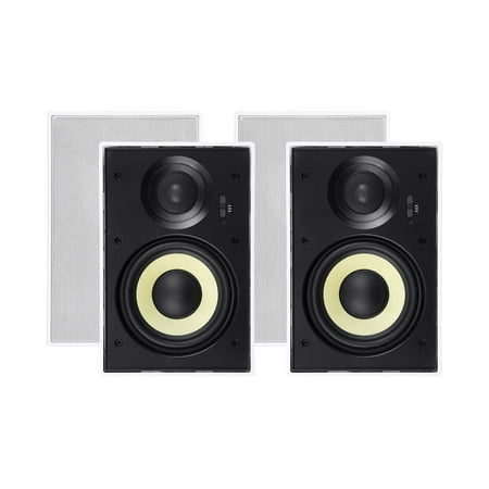 Slim Series Subwoofer - Monoprice 2 Way In-Wall Speakers - 6.5 Inch (Pair) With Aramid Fiber And Titanium Silk Drivers - Caliber Slim Series