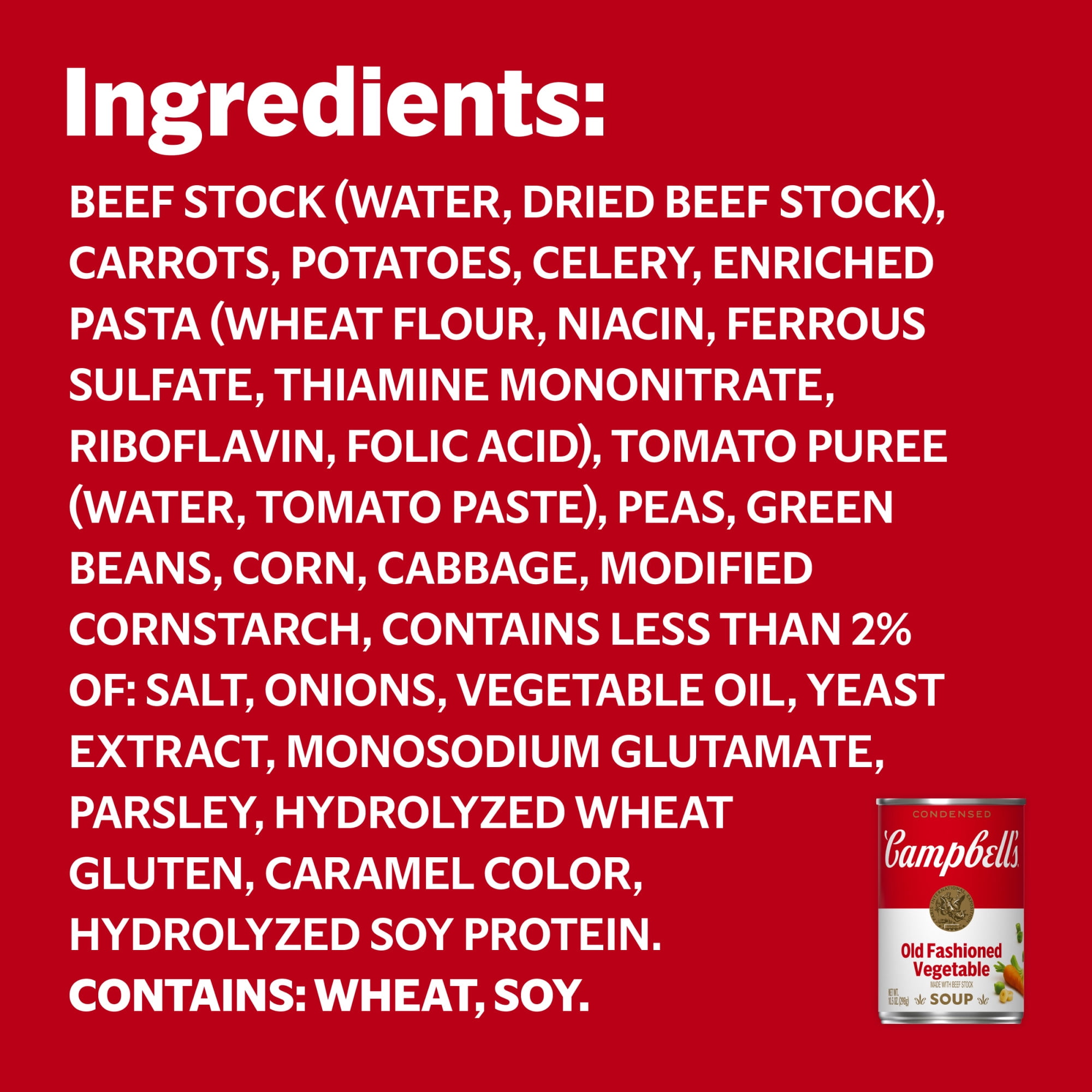 Campbell's Condensed Old Fashioned Vegetable Soup with Beef Stock, 10.5 oz Can