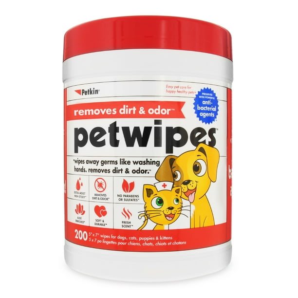 Petkin Mega PetWipes, 200 Wipes Grooming Pet Wipes for Dogs and Cats