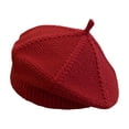 thumbnail image 2 of Only Moment UV protection hat Unisex French Wool Beret Solid Color Warm Beanie, Retro Classic Painter Beret Hat for Artist Styling and Outdoor Daily Use Red,One Size, 2 of 4