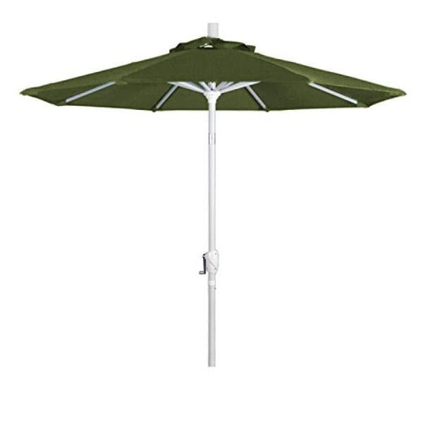 7.5' Aluminum Market Umbrella Push Tilt Matte White/Sunbrella/Spectrum Cilantro