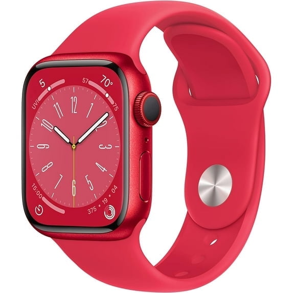 Restored Apple Watch (GPS LTE) - Series 8 - 41MM Red Aluminum Case Red Sport Band (Refurbished)