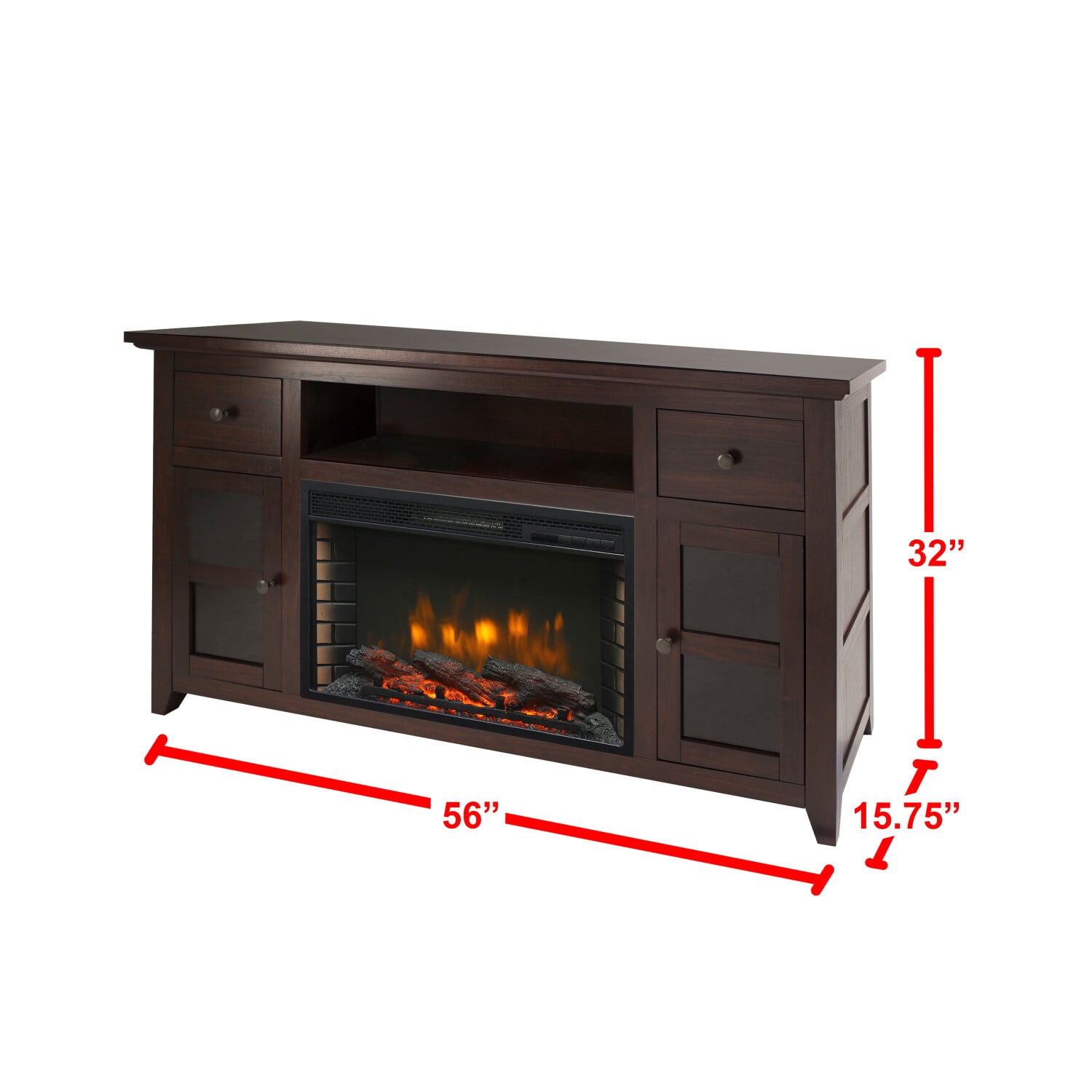 Winchester 56-in Media Electric Fireplace in Dark Walnut
