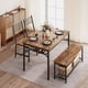 thumbnail image 2 of ChaoLink Juego de mesa para 4, mesa para cocina y 2 sillas con banco de almacenamiento, juego de mesa rectangular de 47.2" con soporte para vino, para espacio pequeño, apartamento, color marrón, 2 of 8