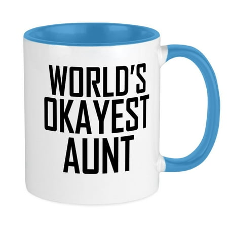 

CafePress - Worlds Okayest Aunt Mugs - Ceramic Coffee Tea Novelty Mug Cup 11 oz