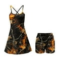 thumbnail image 5 of Psesaysky Women Athletic Dress Flame Hunting Camo Print Summer Tennis Workout Active Sports Mini Romper Dress Built in Shorts Travel Vacation Clothes, Size XS, 5 of 5