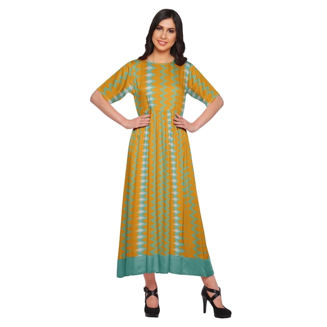 Moomaya Kurti Longue Imprimée Tenue d'Été Tunique Ligne A pour Femmes