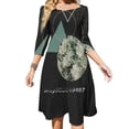 thumbnail image 1 of Hello Winter Robe Évasée Col Carré Robe Élégante Mode Féminine Imprimée Robe Verte Abstraite Verte Verte Profond Géométrique, 1 of 4