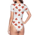 thumbnail image 4 of Naloa Hand Drawn Watermelon Women's Short-Sleeved Onesie, One-Piece Swimsuit for Parties, dates, clubs - Small, 4 of 9