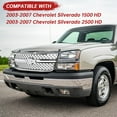 thumbnail image 6 of Kojem Front Chrome Grille Grill Honeycomb Insert for 2003-2007 Chevrolet Silverado 1500 2500 3500 HD Classic GM1200546, 6 of 11