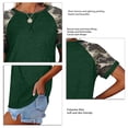 thumbnail image 5 of Mujer Cuello Redondo Top Manga Corta Empalme Tipo Suelto Camiseta Casual Para Ropa De Verano Verde Oscuro L, 5 of 5