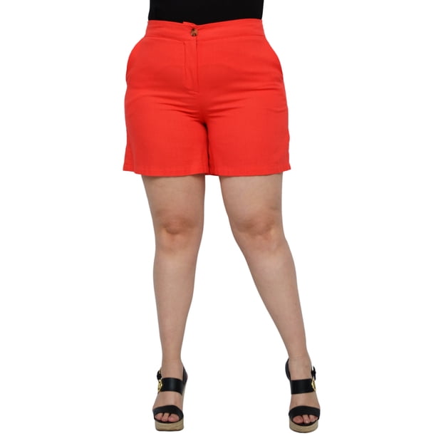 Short clásico de lino (talla extra), modelo 0136 (Coral) Roman Fashion SH-ELY-0136-CORAL