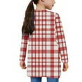thumbnail image 5 of MKOSPLRT 5-14 Years Girls Vintage Plaid Print Long Sleeve Open Front Cardigan Casual Button Down Knee Length Coat, 5 of 8