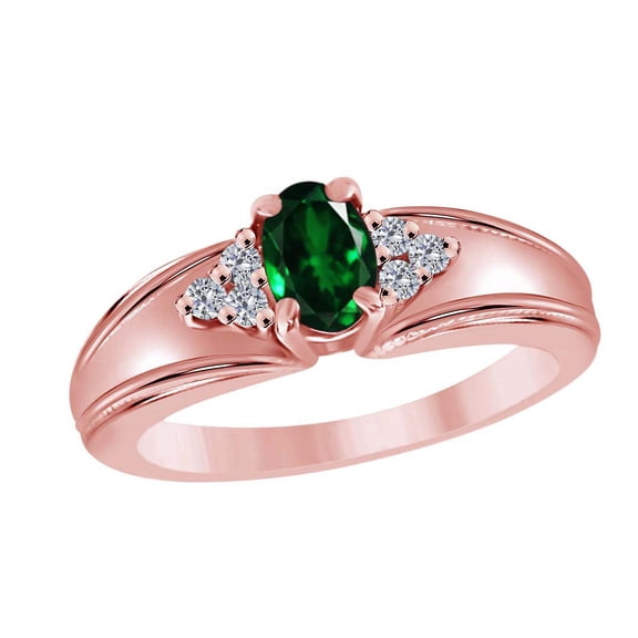 0.65 Carat Diamond And Oval Shape Gemstone Ring In 10K Solid Rose Gold