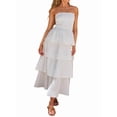 thumbnail image 2 of Women'S Summer Boho Strapless Maxi Dress Casual Sleeveless Off Shoulder Beach Long Sundress White S, 2 of 9