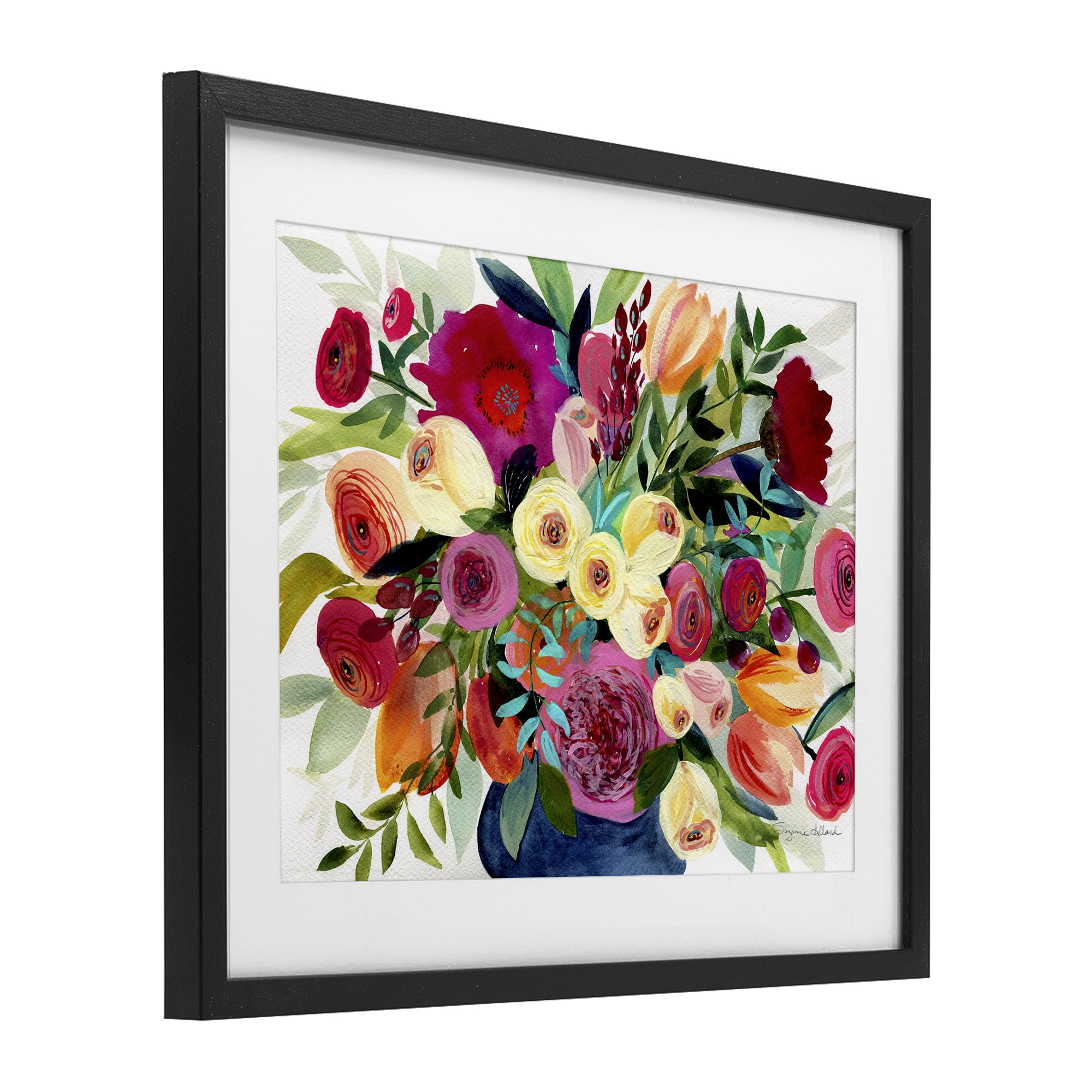 Stupell Industries Morning Joy Bouquet Black Framed Print Under Glass, design by Suzanne Allard