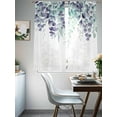 thumbnail image 5 of Teal Purple Botanical Semi Sheer Curtains 72 Inch Length 2 Panels Set, Eucalyptus Leaves Watercolor Spring Sheer Kitchen Curtain Privacy Voile Window Curtain for Living Room Bedroom Rod Pocket Drapes, 5 of 7