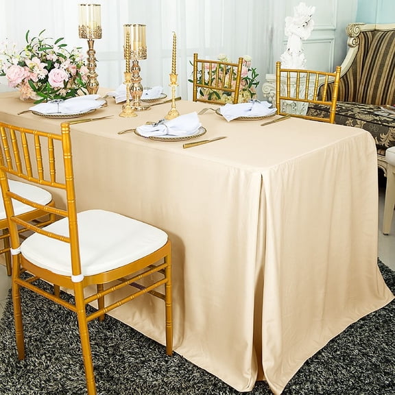 Wedding Linens Inc. Scuba Wrinkle Free 8TF(96"x30"x29") Fitted Table Cover Tablecloth - Champagne