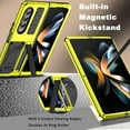 thumbnail image 4 of Compatible Metal Samsung Galaxy Z Fold 4 5G Phone Case with Hinge Protection & Stand,6ft Drop Tested Military Heavy Duty Dual Layer Protective Bumper Metal Case for Samsung Z Fold 4 Case Yellow, 4 of 14
