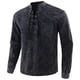 thumbnail image 4 of Men's Medieval Lace-Up Long Sleeve Shirts Retro Renaissance Gothic V-Neck T-Shirts Solid Color New, 4 of 4