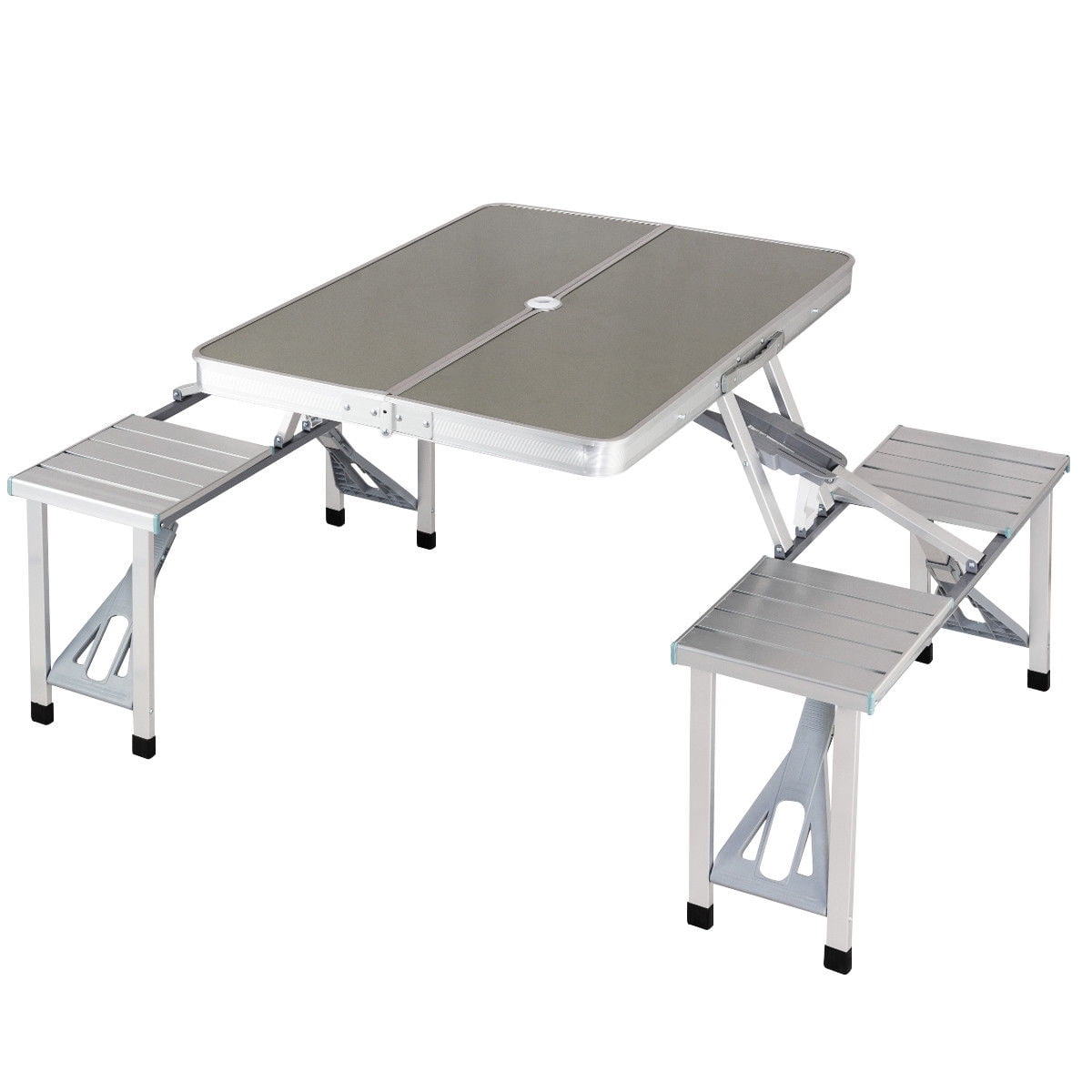 Costway Aluminum Portable Folding Picnic Table Camping Suitcase W Costway Aluminum Portable Folding Picnic Table Camping Suitcase W Bench 4 Seat Outdoor