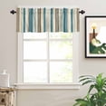 thumbnail image 2 of Bohemian Vertical Stripe Valances for Windows Green Beige Simple Lines Rod Pocket Curtain Valance Window Treatment Short Curtains for Kitchen Living Room, 60"x18", 2 of 5
