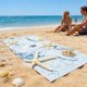 thumbnail image 4 of Toalla de playa con temática marina: estrellas de mar, conchas y tortuga marina. Toalla de microfibra absorbente de secado rápido para nadar, surfear y usar junto a la piscina., 4 of 6