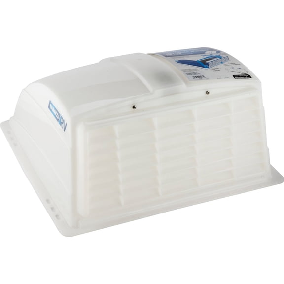 Camco Roof Vent Cover - Allows High Flow Ventilation Into Your RV, Rain or Shine, Easy Installation and Cleaning, Installation Hardware Included - White 40433