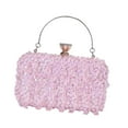 thumbnail image 3 of Bolso de mano formal para mujer, bolso de compromiso con cadena de metal, estilo vintage Rosa, 3 of 9