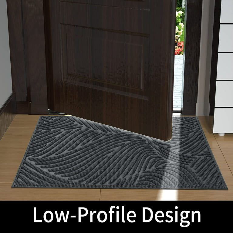 Black Front Entrance Door Mat Outdoor Indoor, 36x24 Inch, Heavy Duty Doormat