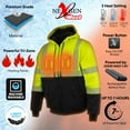 thumbnail image 2 of Nexgen Heat MPM1773SET Men's Heated High Visibility Work Hoodie, Neon Green Hi Vis Reflective Hoodie Medium, 2 of 9