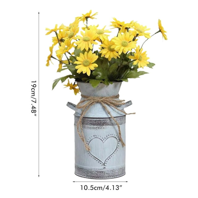 Maceta vintage de hierro para flores, cubo de flores rústico, cubo de Metal, florero decorativo, maceta para jardín, sala de estar, decoración de mesa