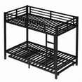thumbnail image 6 of Bellemave Bunk Bed Twin XL Over Twin XL with Trundle, Heavy-Duty Twin XL Size Bunk Beds Frame with Full-Length Guardrail and Two Ladders, Metal Triple for Teens and Adults, Space-Saving, Black, 6 of 9