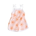 thumbnail image 2 of Musuos Baby Girl Cami Romper 12 18 24M 3 4T Sleeveless Square Neck Flower Print Tie Up Spaghetti Strap Jumpsuit, 2 of 10