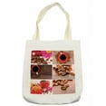 thumbnail image 1 of Coffee Tote Bag, Coffee Themed Collage of Mugs Polka Dots Flowers Beans Muffins Close up Photography, Cloth Linen Reusable Bag for Shopping Books Beach and More, 16.5" X 14", Cream, by Ambesonne, 1 of 2