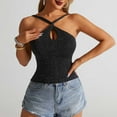 thumbnail image 2 of Timegard Womens Tank Tops Sleeveless Slim Fitting Cropped Cutout Tops Dressy Casual Front Crisscross Tops, 2 of 7