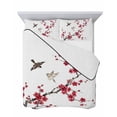 thumbnail image 7 of Quilts Twin Size Bedding Set, Red Cherry Branches Lightweight Quilted Comforter, Spring Floral Botanical Birds Country Soft Reversible Bedspread Coverlet with Pillow Covers for All Season, 68" x 86", 7 of 7