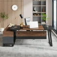 thumbnail image 3 of Tribesigns 67” Executive Desk and 55” Lateral File Cabinet, Large L-Shaped Computer Desk with Storage Cabinet and Shelves, 3 of 7