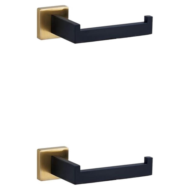 Inteprter Juego de accesorios para baño, toallero sin perforar, soporte de papel autoadhesivo, gancho para , accesorios de baño de estilo Soporte de oro negro 2Conjunto