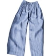 thumbnail image 4 of Guieoi Palazzo Pants for Women Casual Versatile Drawstring Button-Front Straight-Leg Summer Work Trousers Blue XL, 4 of 6