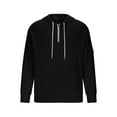 thumbnail image 5 of Eryao Mens Waffle Knit Hoodies Quarter Zip Long Sleeve Drawstring Hooded Sweatshirt with Arm Pocket,Black,L, 5 of 8