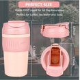 thumbnail image 2 of Stainless Steel Vacuum Insulated Travel Mug - 470ml, Pink | Double Walled Coffee Cup With Leakproof Lid - Reusable For Hot Cold Coffee | Thermal Mug With Non Slip Protective Cover, 2 of 5