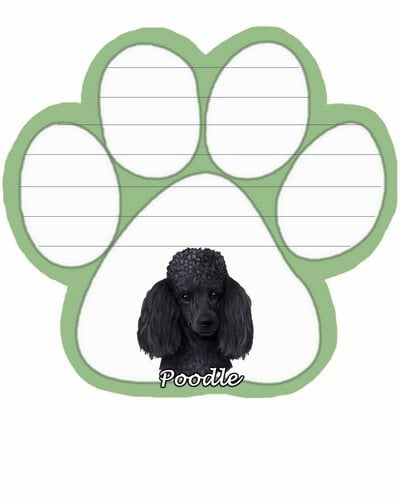 Black Poodle Dog Breed Magnetic Paw Shape Sticky Note Pad Locker 50 sheets 