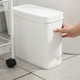 thumbnail image 6 of Miogawg White Bathroom Trash Can With Lid, Slim Bathroom Garbage Bin, Removable Liner Bucket, Dog Proof Trash Can With Pop-Up Lid For Bedroom, Toilet /11.81x11.41x4.72in(L), 6 of 6